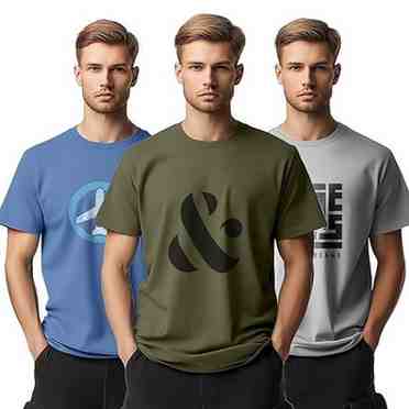 Nobero 100% Cotton Tshirts for Men Combo Pack of 3 | Regular Fit | Printed | Round Neck Half Sleeve